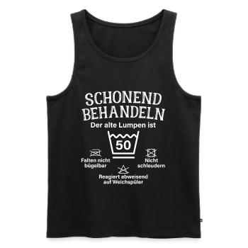 Schonend Behandeln Fünfzig Geschenk 50. Geburtstag - Männer Premium Bio Tank Top - Schwarz - Vorne - AI Model Male 178 light (178cm)