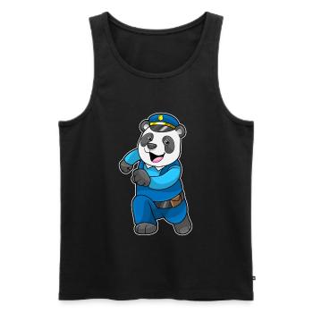 Panda Polizist Polizeimütze Polizei - Männer Premium Bio Tank Top - Schwarz - Vorne - AI Model Male 178 light (178cm)