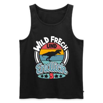 3 Jahre Kindergeburtstag Dino Dinosaurier - Männer Premium Bio Tank Top - Schwarz - Vorne - Michal (187cm)