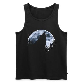 Loup hurle lune - La silhouette du loup - Débardeur bio Premium Homme - noir - Devant - AI Model Male 178 light (178cm)