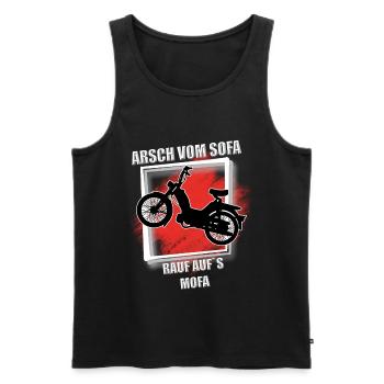 Arsch vom Sofa rauf aufs mofa - Männer Premium Bio Tank Top - Schwarz - Vorne - Michal (187cm)