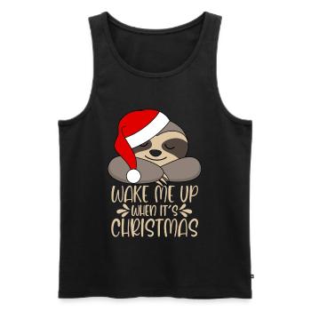 Wake me up when it's Christmas sloth - Men's Premium Organic Tank Top - black - Front - Michal (187cm)