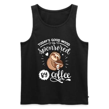 Coffee Sloth Good Mood Shirt - Men's Premium Organic Tank Top - black - Front - AI Model Male 178 light (178cm)