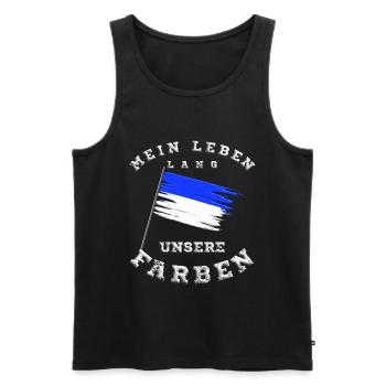 Mein Leben lang unsere Farben Blau Weiß - Männer Premium Bio Tank Top - Schwarz - Vorne - AI Model Male 178 light (178cm)