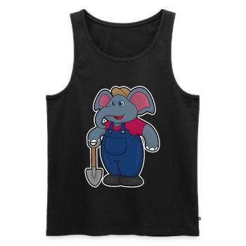 Elephant as farmer with shovel - Men's Premium Organic Tank Top - black - Front - Michal (187cm)