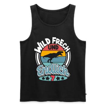 Dinosaurier 7. Geburtstag Kinder T-Rex - Männer Premium Bio Tank Top - Schwarz - Vorne - Michal (187cm)