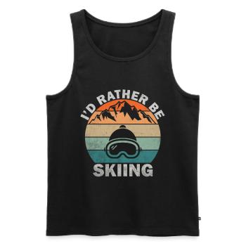 Je préférerais skier sur un coucher de soleil rétro - Débardeur bio Premium Homme - noir - Devant - AI Model Male 178 light (178cm)