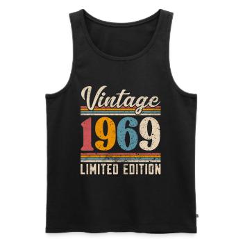 1969 Millésime Année de construction Anniversaire Vintage - Débardeur bio Premium Homme - noir - Devant - Michal (187cm)
