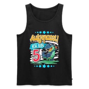 5. Geburtstag 5 Jahre Dinosaurier T Rex - Männer Premium Bio Tank Top - Schwarz - Vorne - AI Model Male 178 light (178cm)