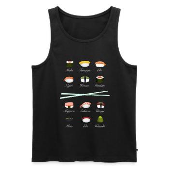 sushi kit Chopsticks manga wasabi japan riz fish - Débardeur bio Premium Homme - noir - Devant - AI Model Male 178 light (178cm)
