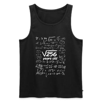 Chemise d’anniversaire racine racine carrée 256 16 ans - Débardeur bio Premium Homme - noir - Devant - Michal (187cm)