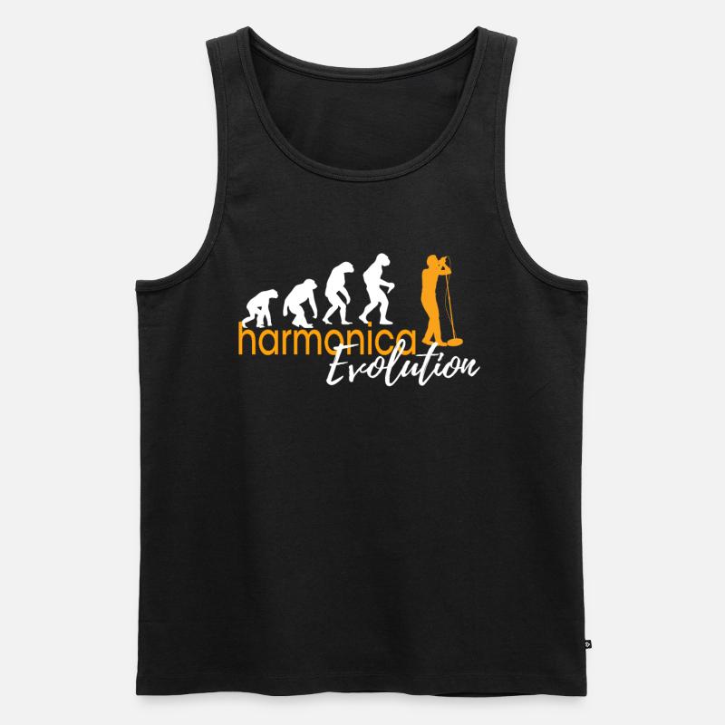 ÉVOLUTION DE L’HARMONICA - Débardeur bio Premium Homme - noir