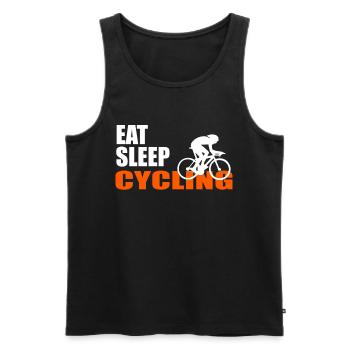 EAT. SLEEP. CYCLING. REPEAT. - Männer Premium Bio Tank Top - Schwarz - Vorne - AI Model Male 178 light (178cm)