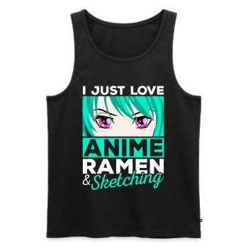 J’adore Anime Ramen Sketching Manga Cadeau - Débardeur bio Premium Homme - noir - Devant - Michal (187cm)