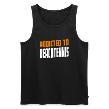 Accro au Beach Tennis Beach Tennis Présent - Débardeur bio Premium Homme - noir - Devant - AI Model Male 178 light (178cm)