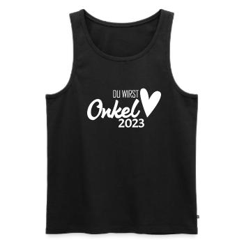 Onkel 2023 - Onkel werden - Männer Premium Bio Tank Top - Schwarz - Vorne - Michal (187cm)