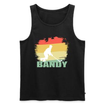 Retro Bandy Tshirt - Men's Premium Organic Tank Top - black - Front - Michal (187cm)