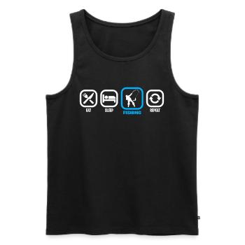 Eat Sleep Fishing T-Shirt - Männer Premium Bio Tank Top - Schwarz - Vorne - Michal (187cm)
