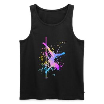 Pole Dance Fitness Couleur Splash Pole Dance - Débardeur bio Premium Homme - noir - Devant - Michal (187cm)