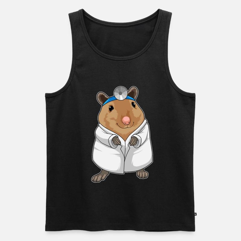 Ratte als Arzt mit Arztkittel - Männer Premium Bio Tank Top - Schwarz