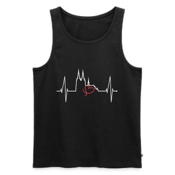 Köln Skyline Herzschlag Herz Kölsch Liebe Kölner - Männer Premium Bio Tank Top - Schwarz - Vorne - Michal (187cm)