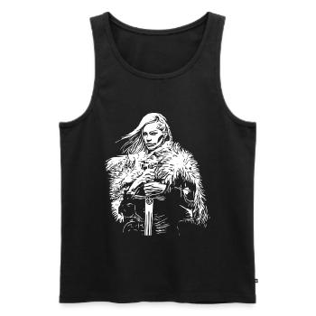 Walküre - Wikinger Frau - Männer Premium Bio Tank Top - Schwarz - Vorne - AI Model Male 178 light (178cm)