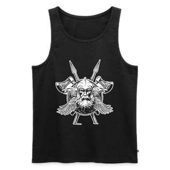 Odin Raben Wikinger Äxte - Männer Premium Bio Tank Top - Schwarz - Vorne - AI Model Male 178 light (178cm)