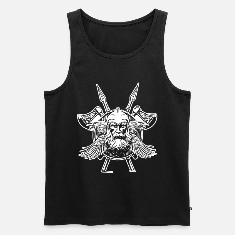 Odin Raben Wikinger Äxte - Männer Premium Bio Tank Top - Schwarz