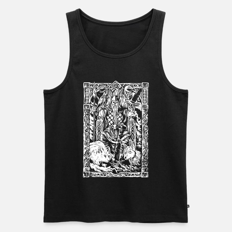 Wikinger Tafel mit Wölfen und Raben - Männer Premium Bio Tank Top - Schwarz