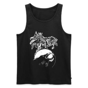 Vikings à cheval sur corbeau en pleine lune - Débardeur bio Premium Homme - noir - Devant - AI Model Male 178 light (178cm)
