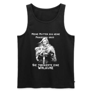 Walküre - keine Prinzessin - Wikingerin - Männer Premium Bio Tank Top - Schwarz - Vorne - Michal (187cm)