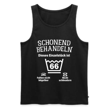 Schonend Behandeln 66. Geburtstag Einzelstück 66 - Männer Premium Bio Tank Top - Schwarz - Vorne - Michal (187cm)