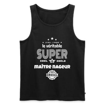 super maître nageur 100% génial humour - Débardeur bio Premium Homme - noir - Devant - Michal (187cm)