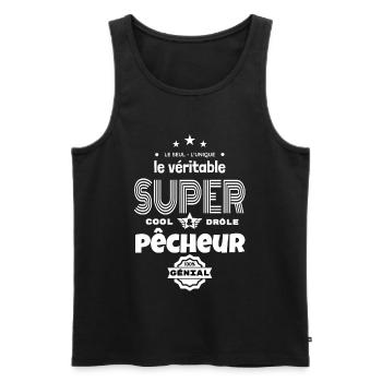 super pêcheur 100% génial humour - Débardeur bio Premium Homme - noir - Devant - Michal (187cm)