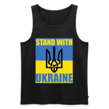 Stand With Ukraine Drapeau Trident Soutien Maillot - Débardeur bio Premium Homme - noir - Devant - Michal (187cm)