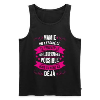 Mamie Cadeau Fête Des Grands Mères 2022 Humour - Débardeur bio Premium Homme - noir - Devant - Michal (187cm)