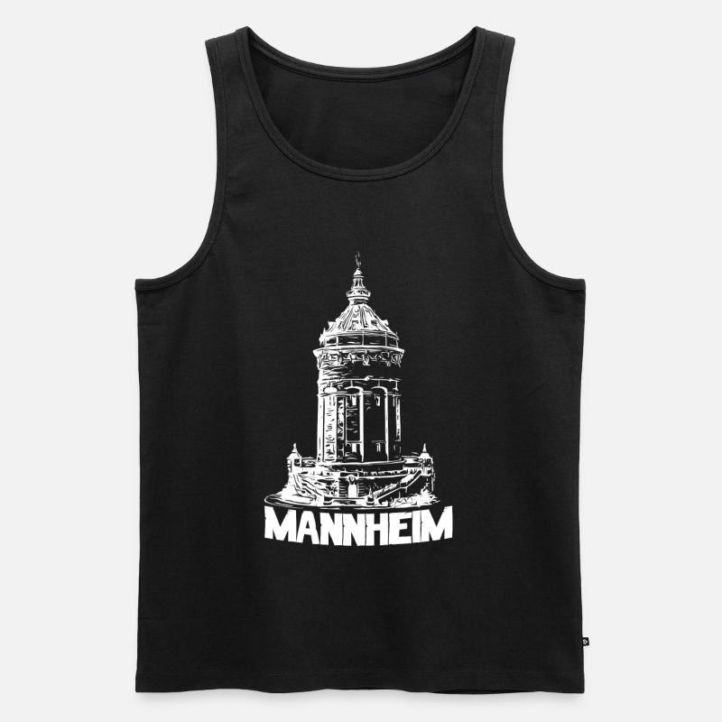 Mannheimer Wasserturm - Mannheim - Männer Premium Bio Tank Top - Schwarz