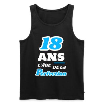 18 ans l’âge de la perfection anniversaire humour - Débardeur bio Premium Homme - noir - Devant - Michal (187cm)