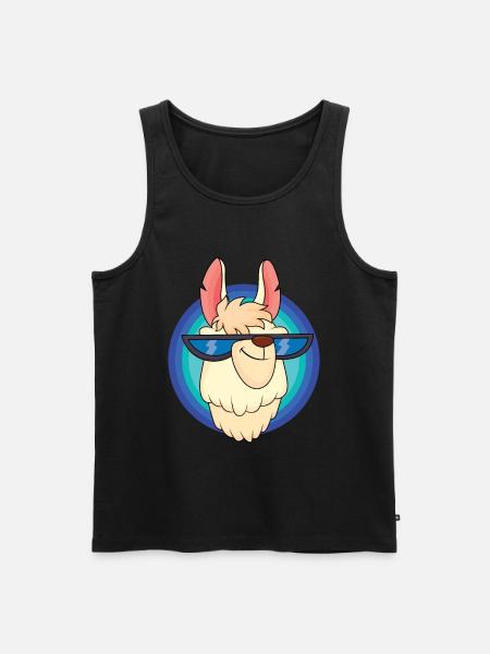 Cool llama with cool glasses - Men's Premium Organic Tank Top - black