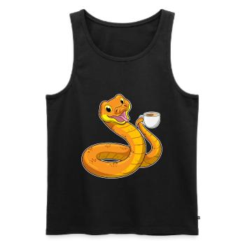 Tasse à café Serpent - Débardeur bio Premium Homme - noir - Devant - Michal (187cm)