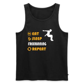 Freerunning Graphic T-Shirt - Men's Premium Organic Tank Top - black - Front - AI Model Male 178 light (178cm)