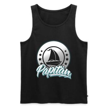 Papitän Segeln Segler Segelboot Vater Kapitän Papa - Männer Premium Bio Tank Top - Schwarz - Vorne - Michal (187cm)