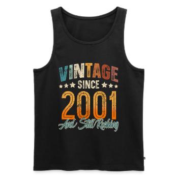 2001 Year of birth Birthday Year of construction Vintage - Men's Premium Organic Tank Top - black - Front - Michal (187cm)