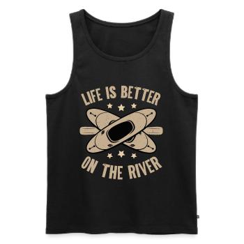 Kajak Kajakfahren - Männer Premium Bio Tank Top - Schwarz - Vorne - AI Model Male 178 light (178cm)