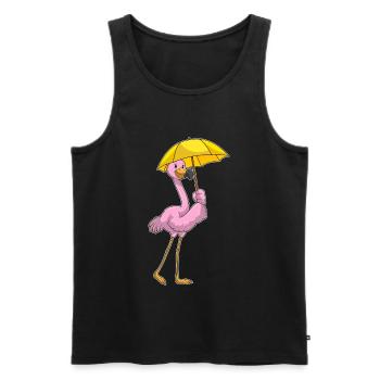Parapluie Flamant Rose - Débardeur bio Premium Homme - noir - Devant - AI Model Male 178 light (178cm)
