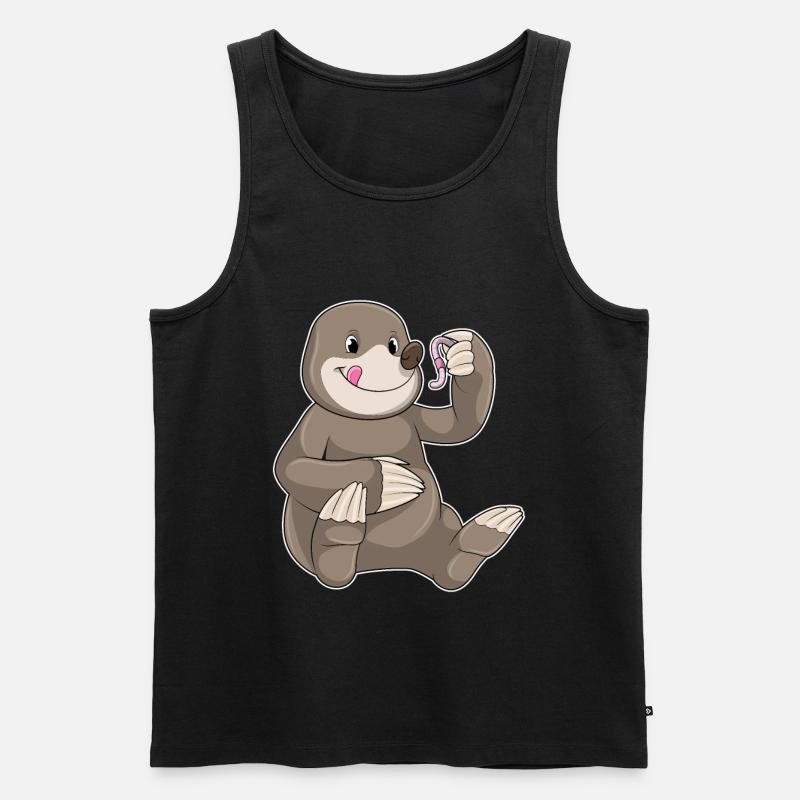 Maulwurf mit Regenwurm - Männer Premium Bio Tank Top - Schwarz