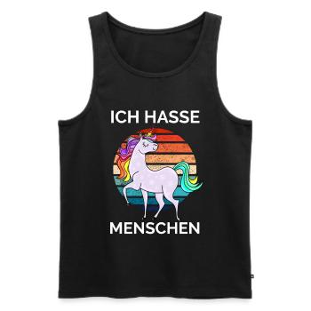 buntes Einhorn - Ich hasse Menschen - Männer Premium Bio Tank Top - Schwarz - Vorne - Michal (187cm)