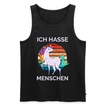 Ich hasse Menschen Einhorn Retro - Männer Premium Bio Tank Top - Schwarz - Vorne - Michal (187cm)