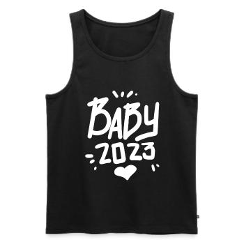 Grossesse Bébé enceinte 2023 - Débardeur bio Premium Homme - noir - Devant - Michal (187cm)