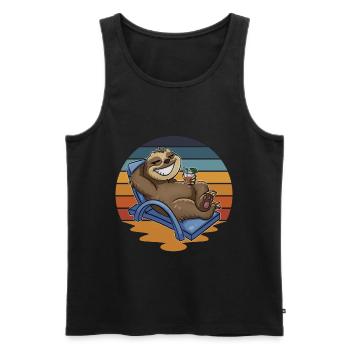 Faultier Urlauber Urlaub - Männer Premium Bio Tank Top - Schwarz - Vorne - AI Model Male 178 light (178cm)